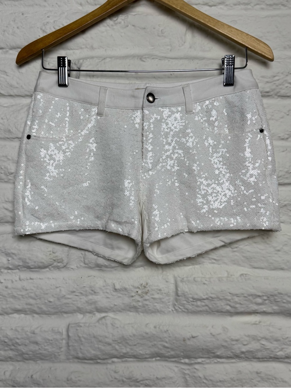 White Sequin Women’s Shorts - Sparkle Party Short